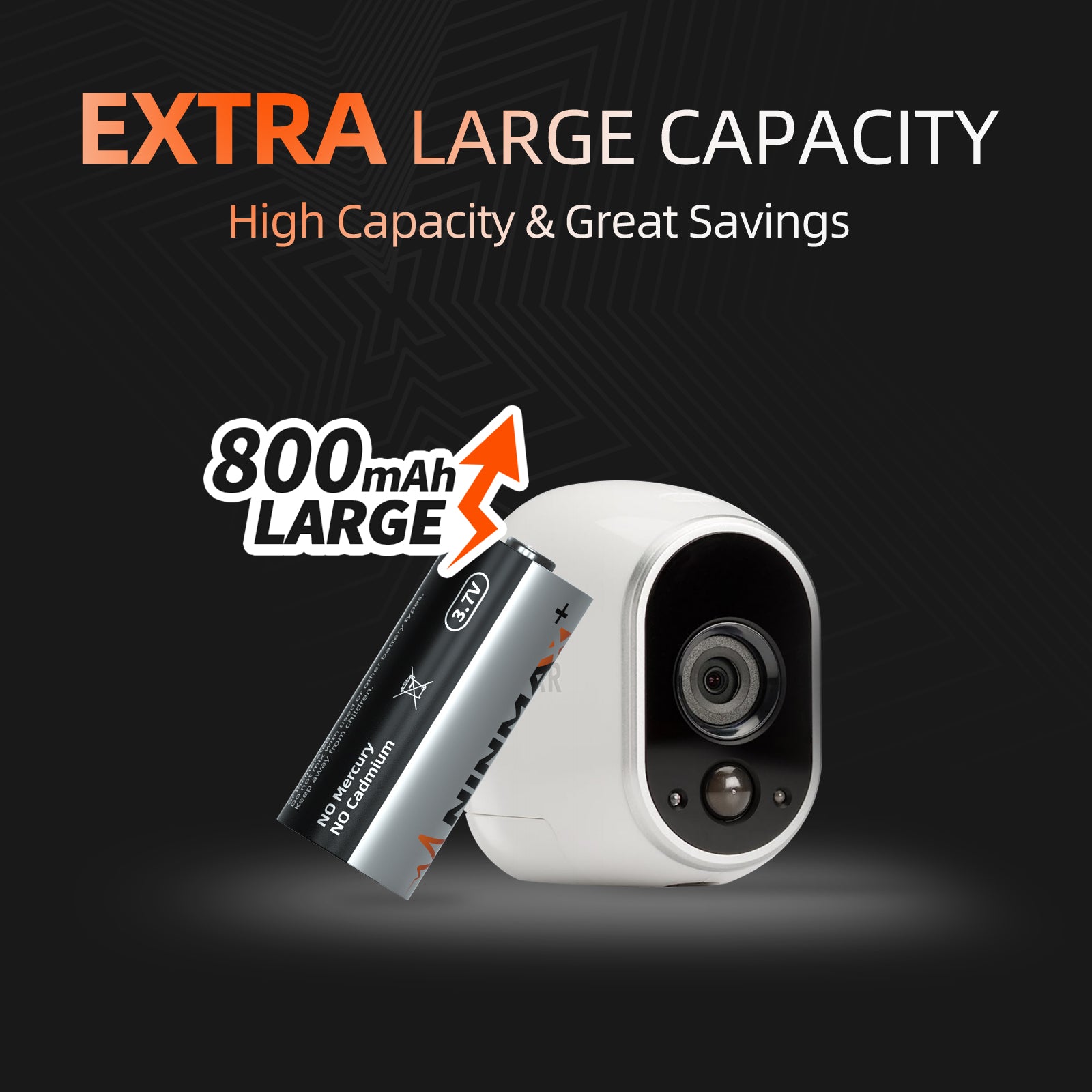 NINMAX Arlo 123A Rechargeable Batteries, 3.7V 800mAH