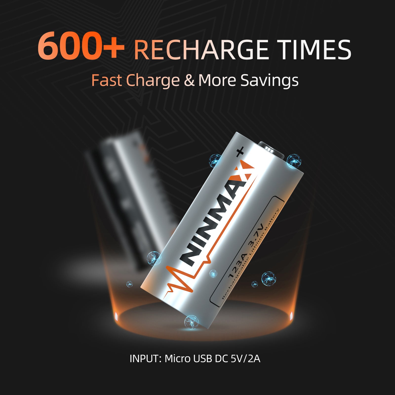 NINMAX Arlo 123A Rechargeable Batteries, 3.7V 800mAH