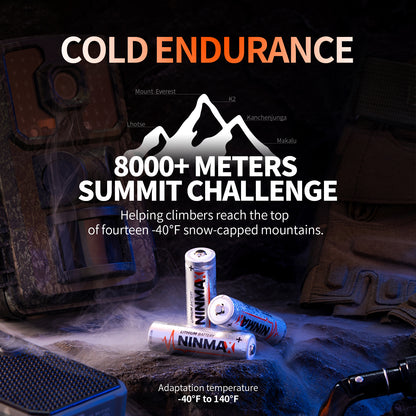 Ninmax AA 3500mAh lithium battery 24-pack, 8000+ meters summit challenge, cold endureance